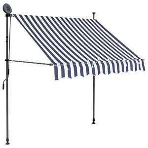 vidaXL markise m. LED-lys manuel betjening 100 cm bl&aring; og hvid