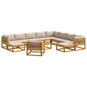 vidaXL Sofa S&aelig;t 12 stk. Naturfarvet Massivt Akacietr&aelig;
