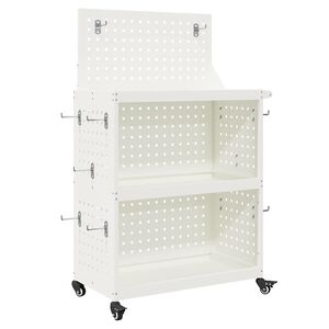 vidaXL V&aelig;rkt&oslash;jsvogn med hylde Hvid 65 x 35 x 111 cm Koldvalset st&aring;l