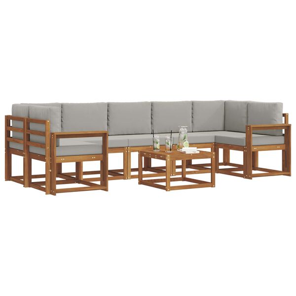 vidaXL Udend&oslash;rs sofagruppe med pude 8 pcs Naturlig og Lys Gr&aring;