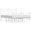 vidaXL sengeramme med sengegavl og fodg&aelig;rde 150x200 cm metal hvid