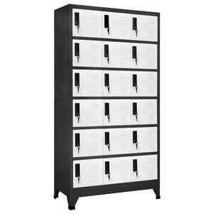 vidaXL skab 90x40x180 cm st&aring;l antracitgr&aring; og hvid