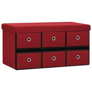 vidaXL foldbar opbevaringsb&aelig;nk 76x38x38 cm kunstl&aelig;rred vinr&oslash;d