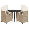 vidaXL spisebordss&aelig;t til haven 5 dele med hynder polyrattan beige