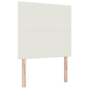 vidaXL LED sengegavl med LED-lysstrimler Creme 80 cm Velourstof