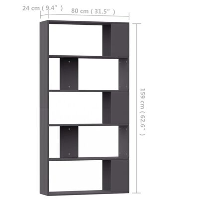 vidaXL bogreol/rumdeler 80x24x159 cm konstrueret træ grå