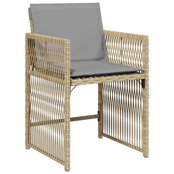 vidaXL havestole 4 stk. med hynder polyrattan blandet beige