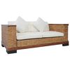 vidaXL 2-personers sofa med hynder naturlig rattan brun