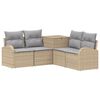 vidaXL Sofa S&aelig;t 5 stk. Beige og lys gr&aring; Poly Rattan og St&aring;l