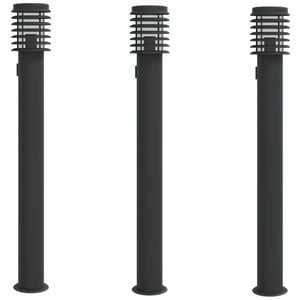 vidaXL udend&oslash;rs standerlamper 3 stk. stikkontakt 110 cm rustfrit st&aring;l