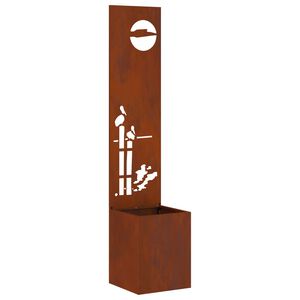 vidaXL Have privatliv sk&aelig;rm Fretwork Rusten 32 x 140 cm Forvitret st&aring;l