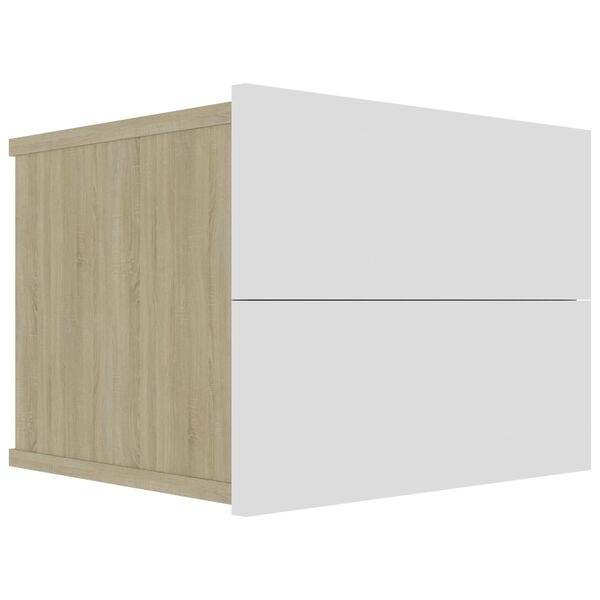 vidaXL sengeskabe 2 stk. 40x30x30 cm konstrueret træ hvid sonoma-eg