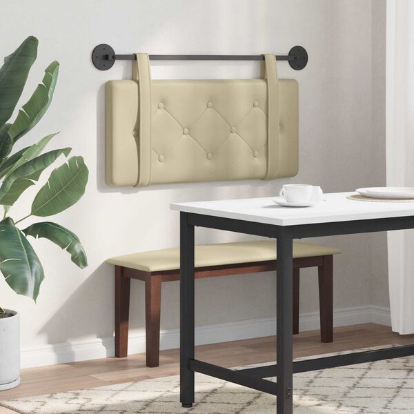 vidaXL H&aelig;ngende Hovedgavl V&aelig;gmonteret Creme 80 cm Faux l&aelig;der