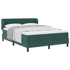 vidaXL Box spring seng med hovedg&aelig;rde M&oslash;rkegr&oslash;n 140 x 200 cm Fl&oslash;jl
