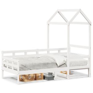 vidaXL daybed med tag 80x200 cm massivt fyrretr&aelig; hvid