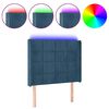 vidaXL sengegavl med LED-lys 93x16x118/128 cm fl&oslash;jl m&oslash;rkebl&aring;
