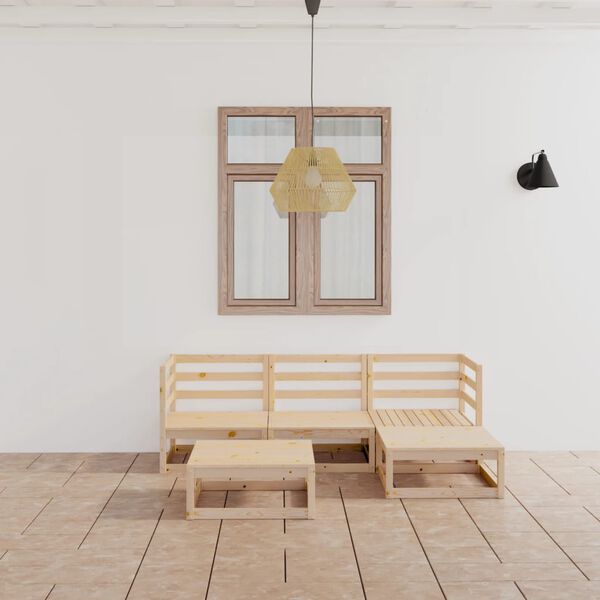 vidaXL loungesæt til haven 5 dele massivt fyrretræ