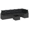 vidaXL Sofa S&aelig;t med pude 7 pcs Sort polyrattan