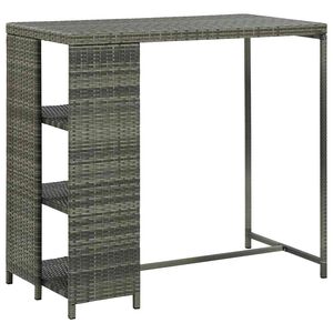 vidaXL barbord med opbevaringsstativ 120x60x110 cm polyrattan gr&aring;