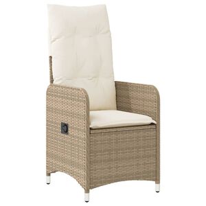 vidaXL havestol med l&aelig;nefunktion og hynder polyrattan beige