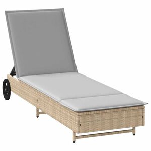 vidaXL liggestol med hjul og hynde polyrattan beige