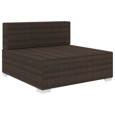 vidaXL midtersæde til sofa 1 stk. med hynder polyrattan brun