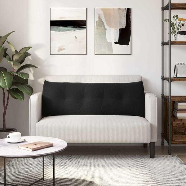 vidaXL Rygpude Sort 140 x 24 x 50 cm Fl&oslash;jl