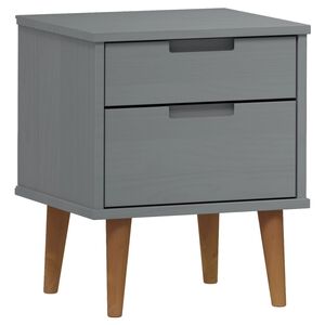 vidaXL sengebord MOLDE 40x35x48 cm massivt fyrretr&aelig; gr&aring;