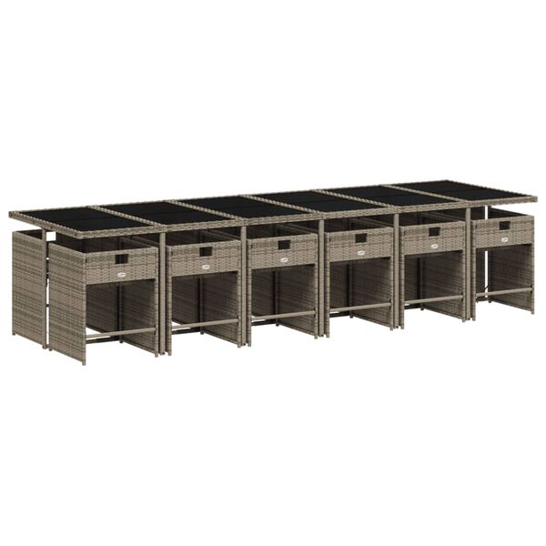 vidaXL spisebordss&aelig;t til haven 13 dele med hynder polyrattan gr&aring;