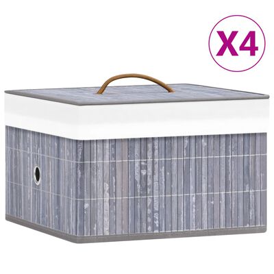 vidaXL opbevaringskasser 4 stk. bambus grå