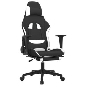 vidaXL gamingstol med fodst&oslash;tte stof sort og hvid