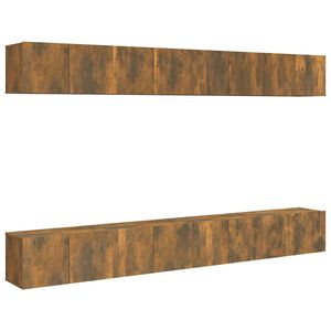 vidaXL tv-skabe 8 stk. 60x30x30 cm konstrueret tr&aelig; r&oslash;get egetr&aelig;sfarve