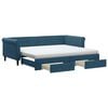 vidaXL daybed med udtr&aelig;k og skuffer 90x200 cm velour bl&aring;