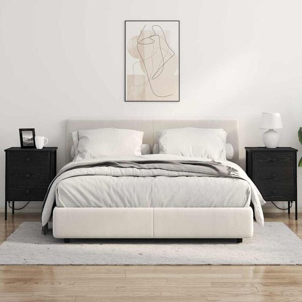 vidaXL Natskab med skuffe Sort eg 42 x 41 x 61 cm Konstrueret tr&aelig;