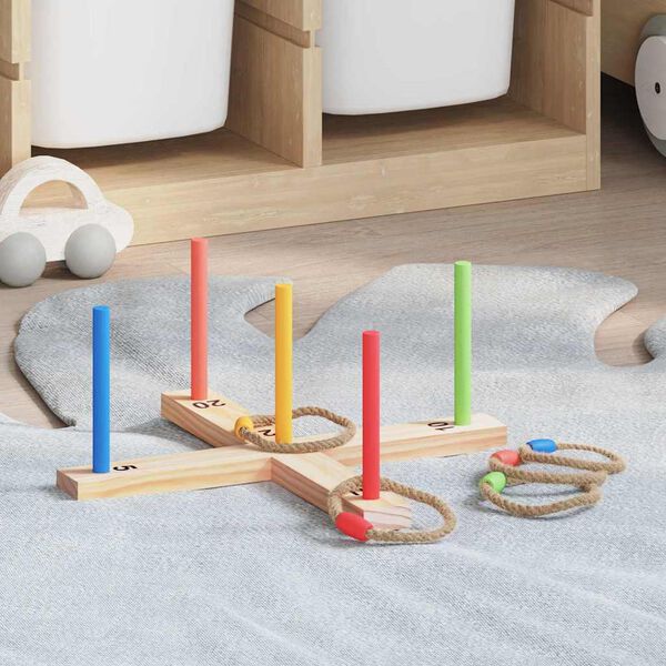 vidaXL Ring Toss Game Set Natur og R&oslash;d 41 x 41 x 16 cm