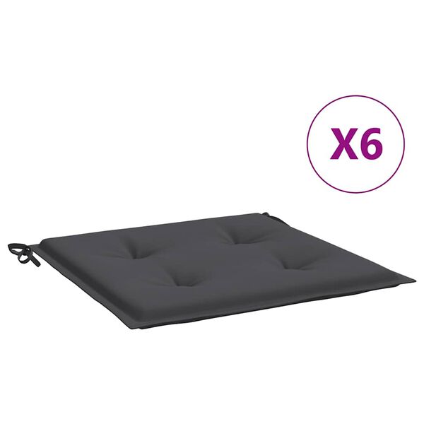 vidaXL hynder til havestol 6 stk. 40x40x4 cm oxfordstof antracitgrå