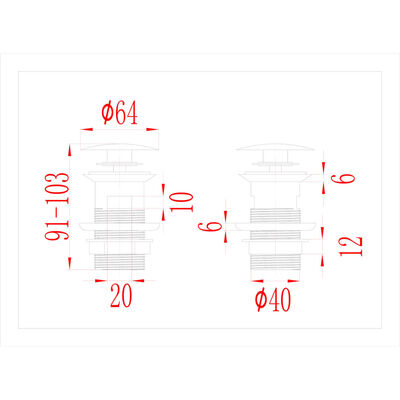 vidaXL trykafløb med overløbsfunktion 6,4x6,4x9,1 cm sort