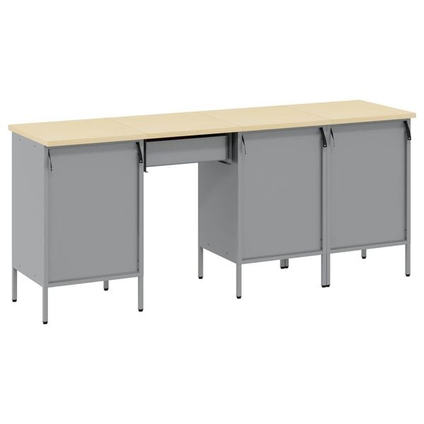 vidaXL Arbejdsskab 4 pcs Sort 200 x 55 x 85 cm Ingeni&oslash;rtr&aelig; og St&aring;l