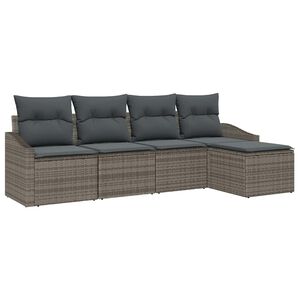vidaXL Sofa S&aelig;t med pude med opbevaring 5 pcs Gr&aring; polyrattan