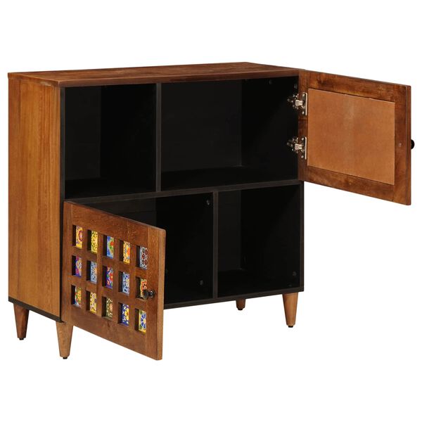 vidaXL Sideboard med d&oslash;r Valn&oslash;d 80 x 33 x 75 cm Massivt mangotr&aelig;