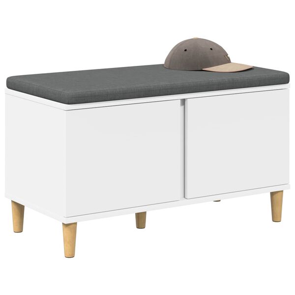 vidaXL Hallb&aelig;nk med pude med opbevaring med d&oslash;r Hvid 80 x 38 x 46 cm