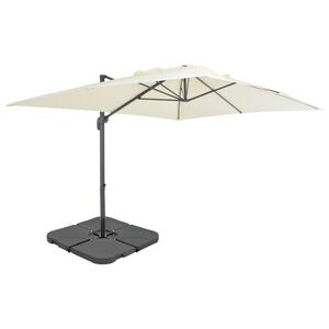 vidaXL haveparasol m. transportabel fod sandfarvet