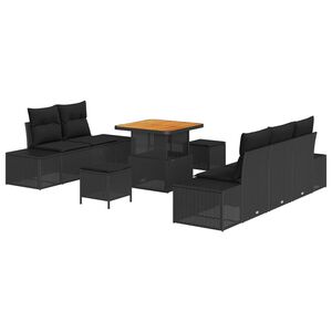 vidaXL Havesofa S&aelig;t med pude med opbevaring 8 pcs Sort Poly rattan