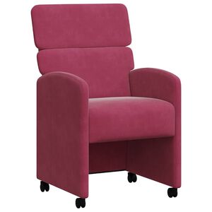 vidaXL Spisebordsstole med hjul 2 stk. Fl&oslash;jl Vinr&oslash;d 58 x 65 x 98 cm