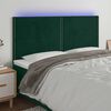 vidaXL sengegavl med LED-lys 180x5x118/128 cm fl&oslash;jl m&oslash;rkegr&oslash;n