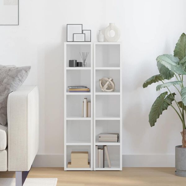 vidaXL CD-reoler 2 stk. 21x16x93,5 cm sp&aring;nplade hvid h&oslash;jglans