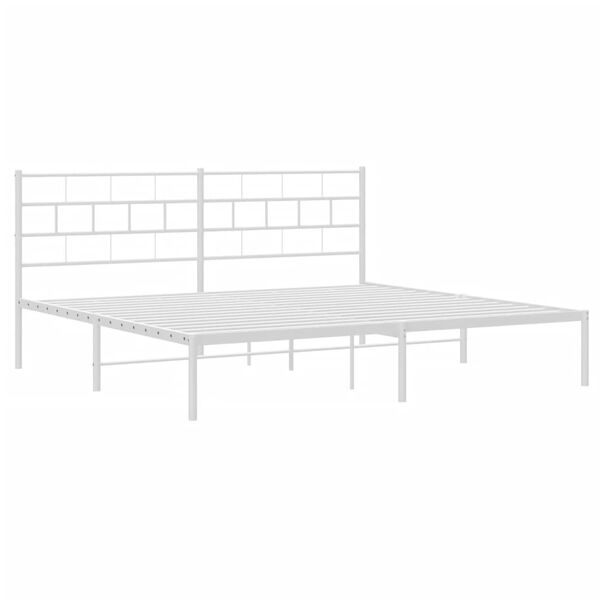 vidaXL sengeramme med sengegavl 180x200 cm metal hvid