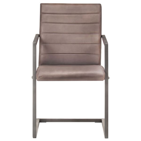 vidaXL spisebordsstole med cantilever 2 stk. ægte læder brun