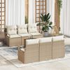 vidaXL Havesofa S&aelig;t med pude 7 pcs Beige Poly rattan