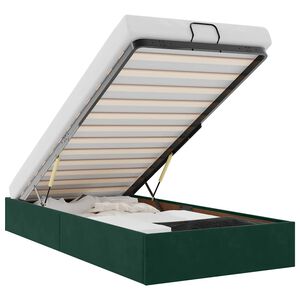 vidaXL osmannisk sengeramme uden madras 100x200 cm fl&oslash;jl m&oslash;rkegr&oslash;n